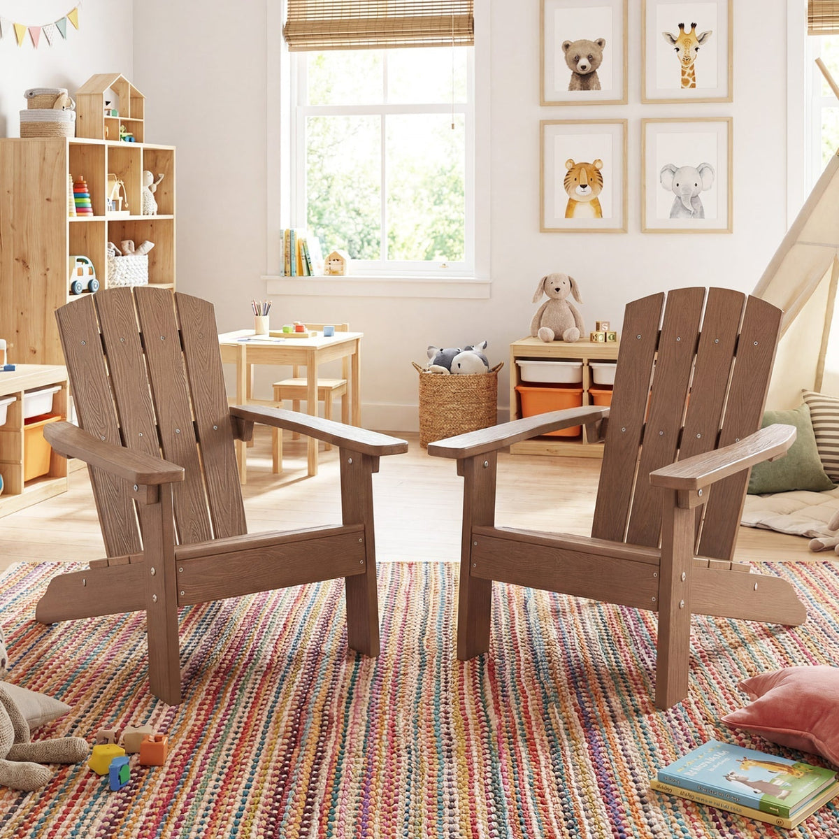 Set of 2 Kid's Adirondack Chair with with High Backrest and ArmrestsTorqelo.com