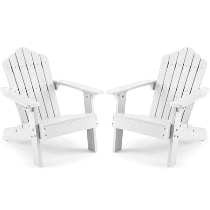 Set of 2 Kids Adirondack Chairs All-weather Outdoor Chairs for Children with Tilted High BackrestTorqelo.com