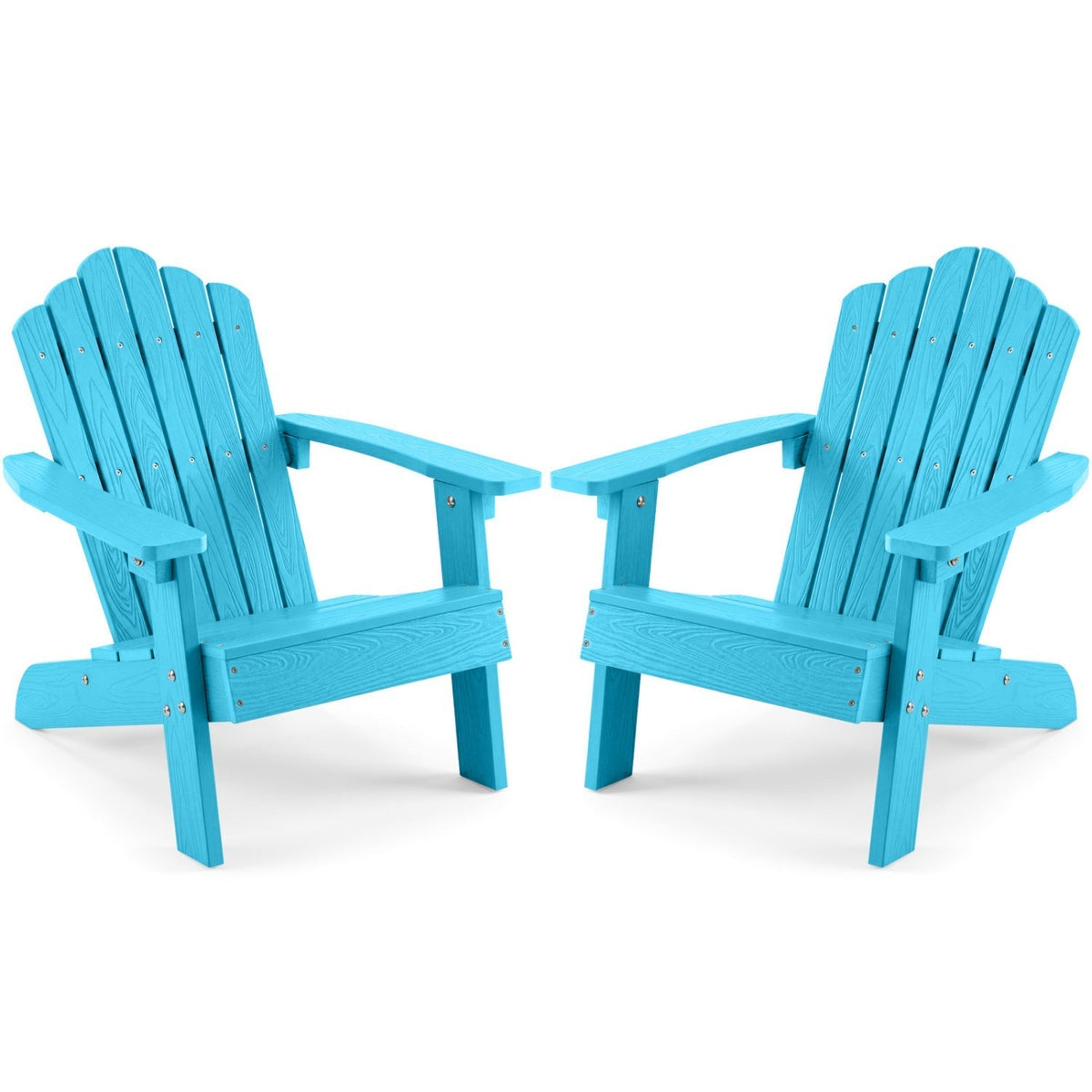 Set of 2 Kids Adirondack Chairs All-weather Outdoor Chairs for Children with Tilted High BackrestTorqelo.com