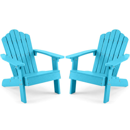 Set of 2 Kids Adirondack Chairs All-weather Outdoor Chairs for Children with Tilted High BackrestTorqelo.com