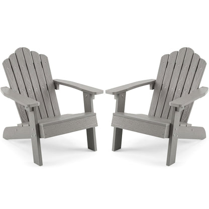 Set of 2 Kids Adirondack Chairs All-weather Outdoor Chairs for Children with Tilted High BackrestTorqelo.com