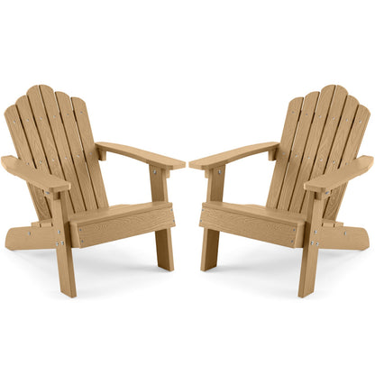Set of 2 Kids Adirondack Chairs All-weather Outdoor Chairs for Children with Tilted High BackrestTorqelo.com
