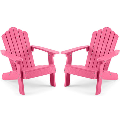 Set of 2 Kids Adirondack Chairs All-weather Outdoor Chairs for Children with Tilted High BackrestTorqelo.com