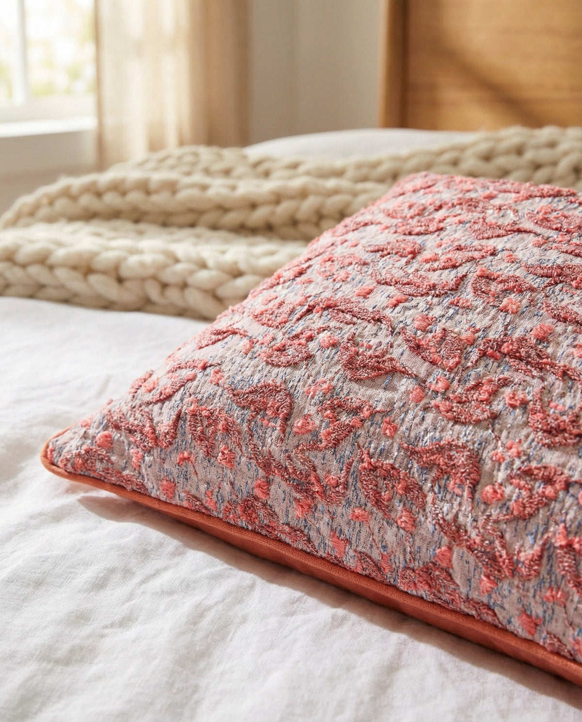 Textured Woven Pattern Lumbar Pillow by Rust & Cinder