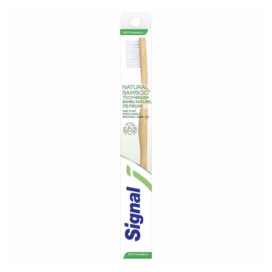 Signal Bamboo Natural Soft Toothbrush for Gentle Cleaning by Beauty Care Bag
