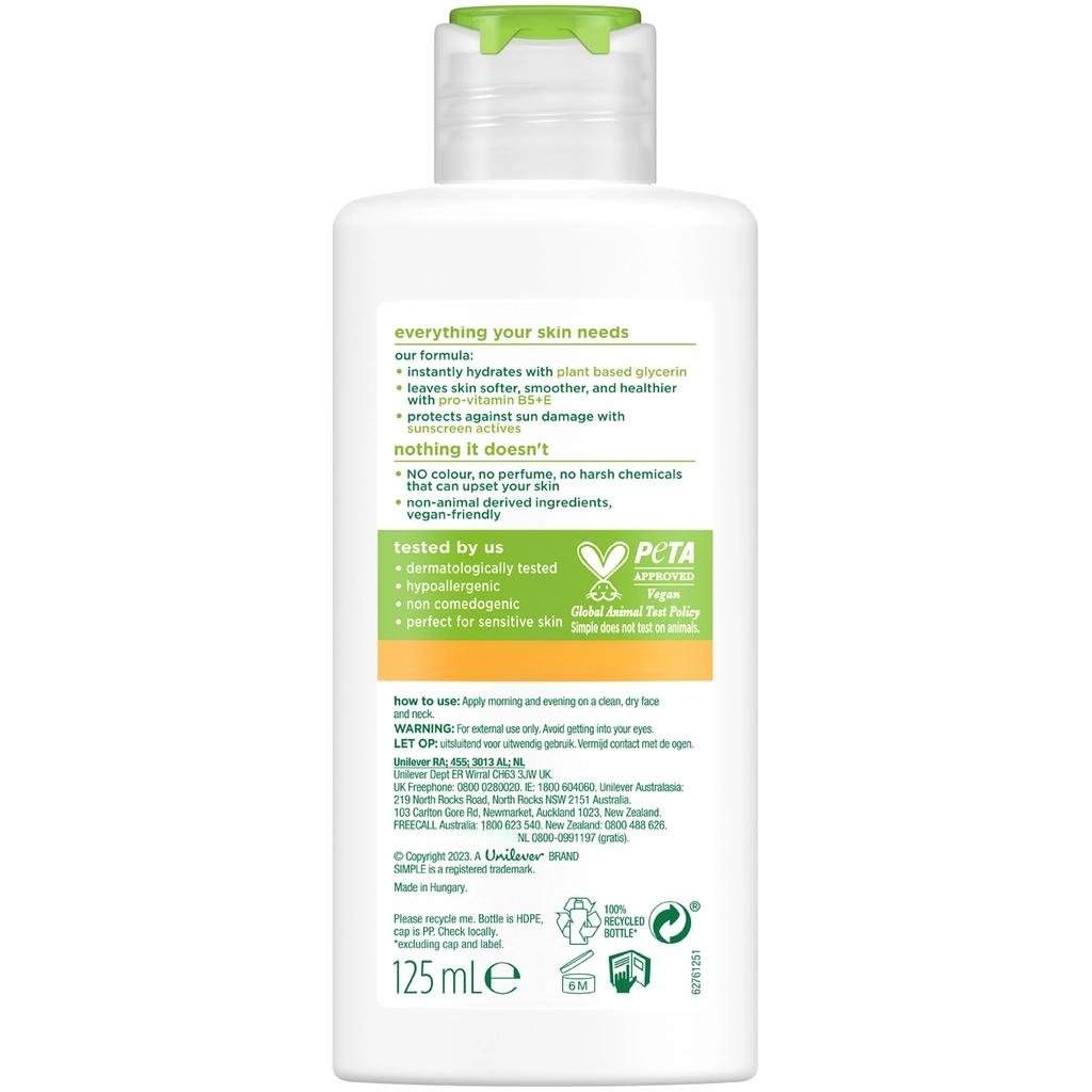 Simple SPF 15 Hydrating Moisturizer for Sensitive Skin 125 mlSPFTorqelo.com