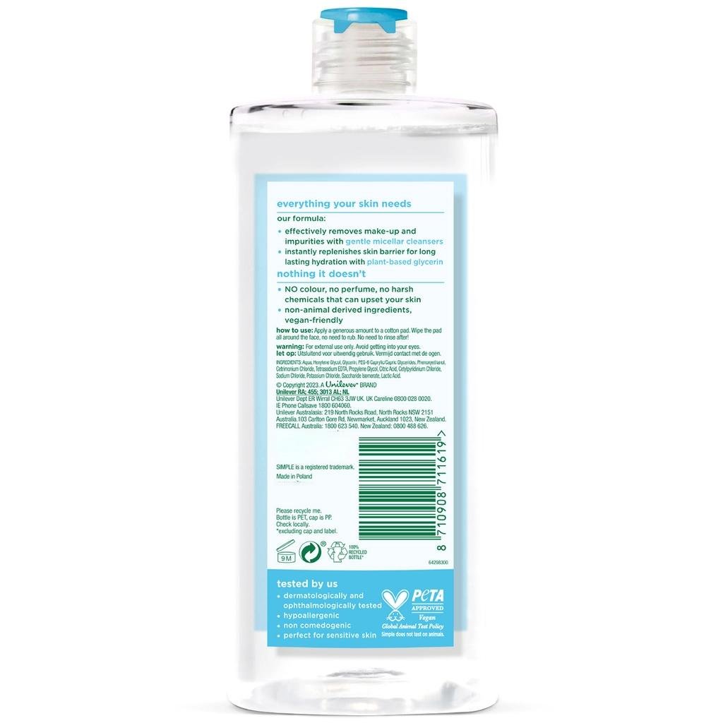 Simple Water Boost Micellar Cleansing Water 400 mlSkincareTorqelo.com