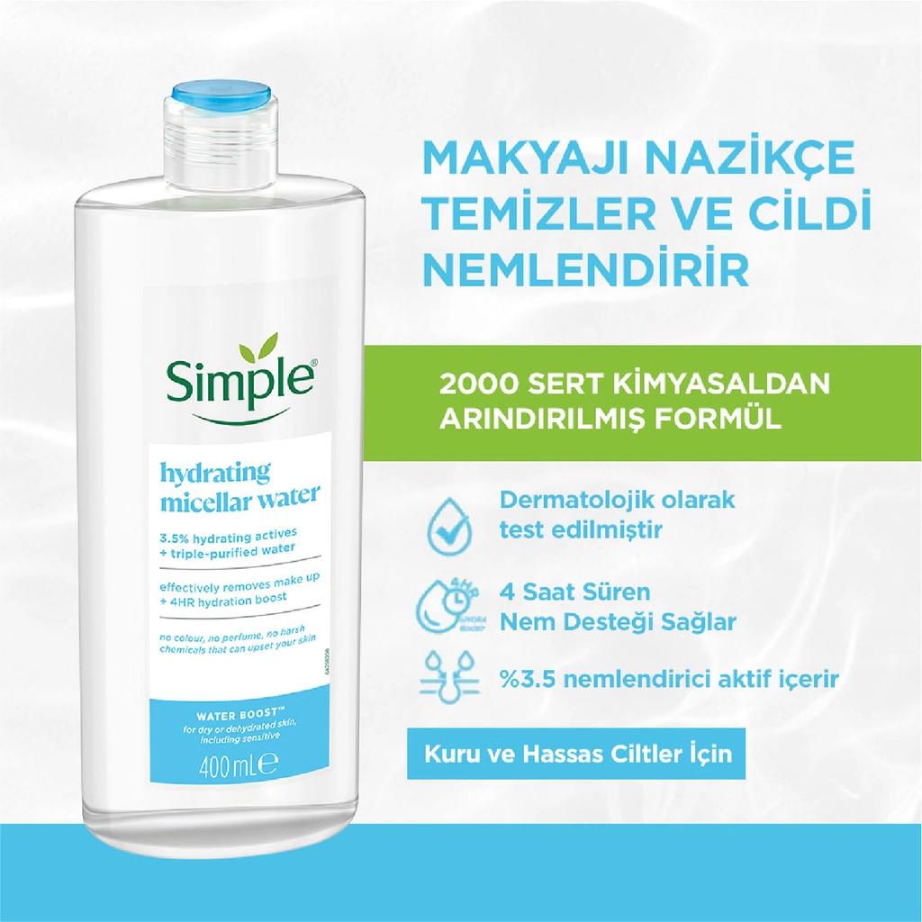 Simple Water Boost Micellar Cleansing Water 400 mlSkincareTorqelo.com