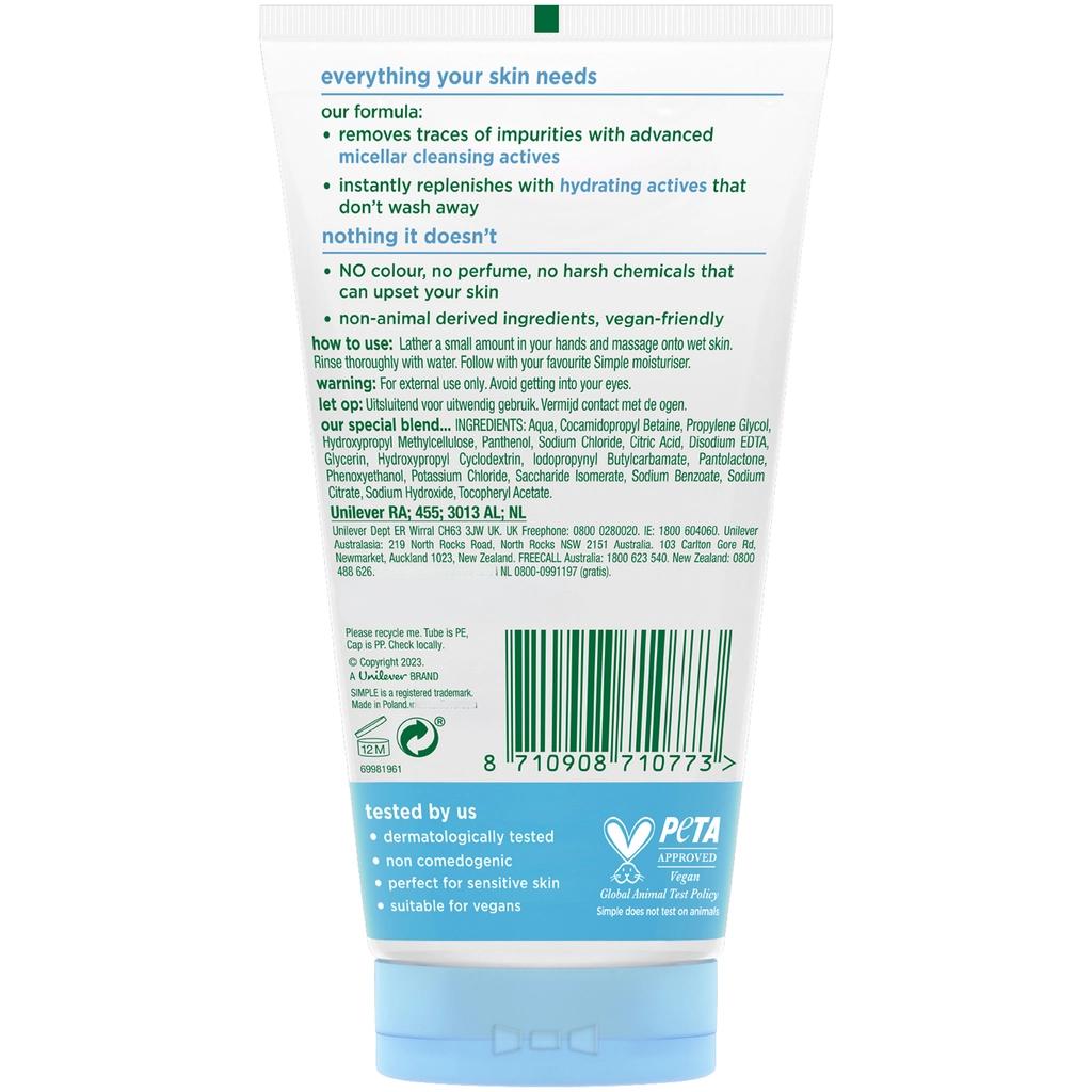 Simple Water Boost Micellar Facial Cleansing Gel 150 mlSkincareTorqelo.com