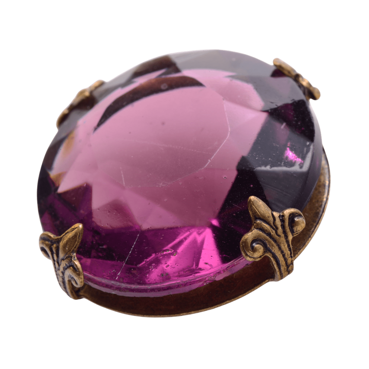 Amethyst Purple Glass Stone Brooch in Ornate Brass Setting - 13x27mm Vintage Style by Continental Bead Suppliers