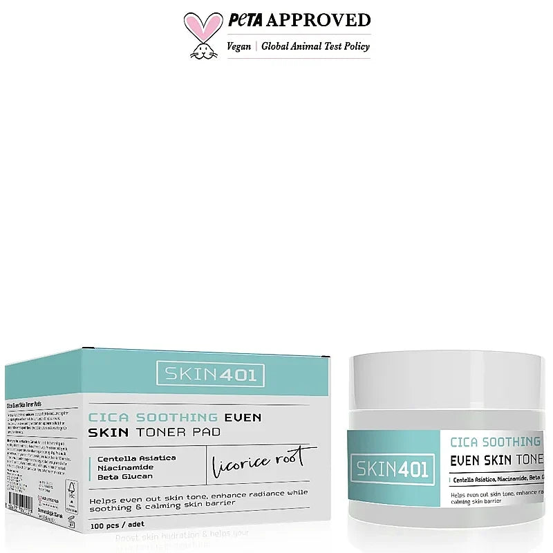 Skin401 Cica Soothing Even Skin Toner Pads 100 Pcs by Beauty Care Bag