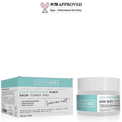 Skin401 Cica Soothing Even Skin Toner Pads 100 Pcs by Beauty Care Bag