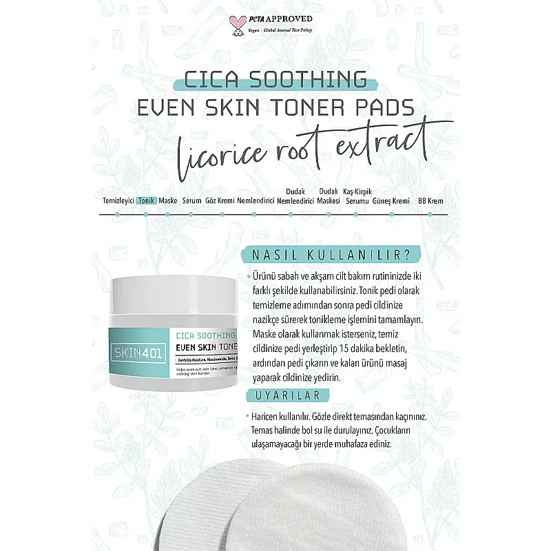 Skin401 Cica Soothing Even Skin Toner Pads 100 Pcs by Beauty Care Bag