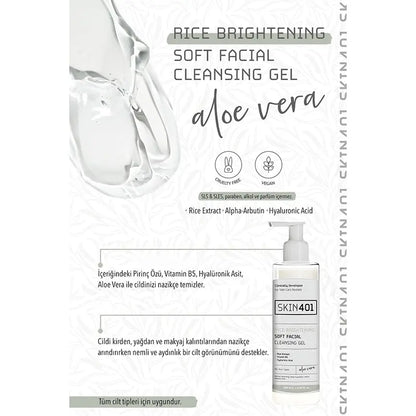 Skin401 Rice Brightening Soft Facial Cleansing Gel 200ml by Beauty Care Bag