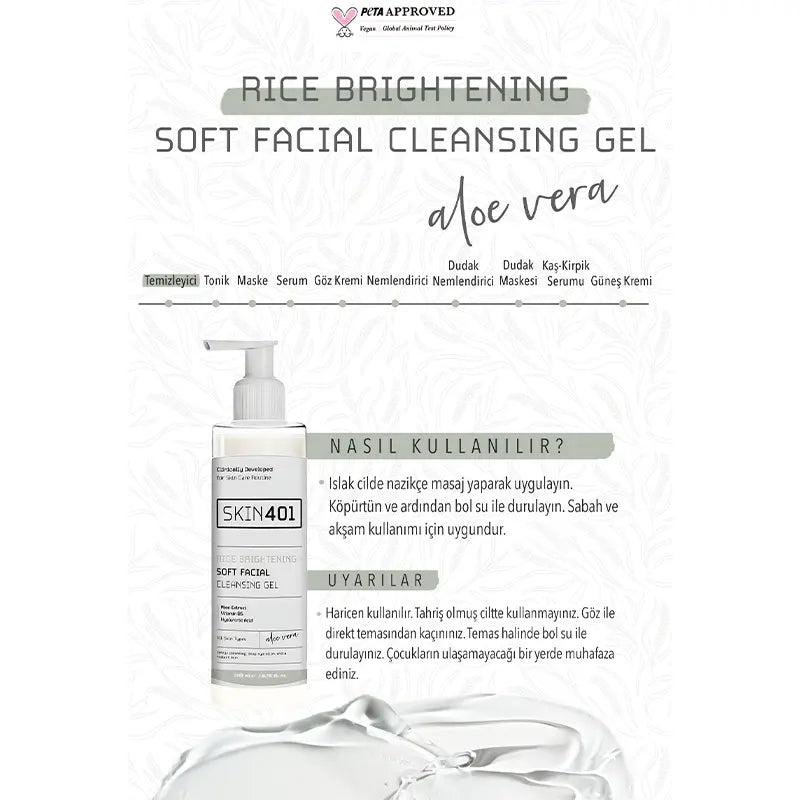 Skin401 Rice Brightening Soft Facial Cleansing Gel 200ml by Beauty Care Bag