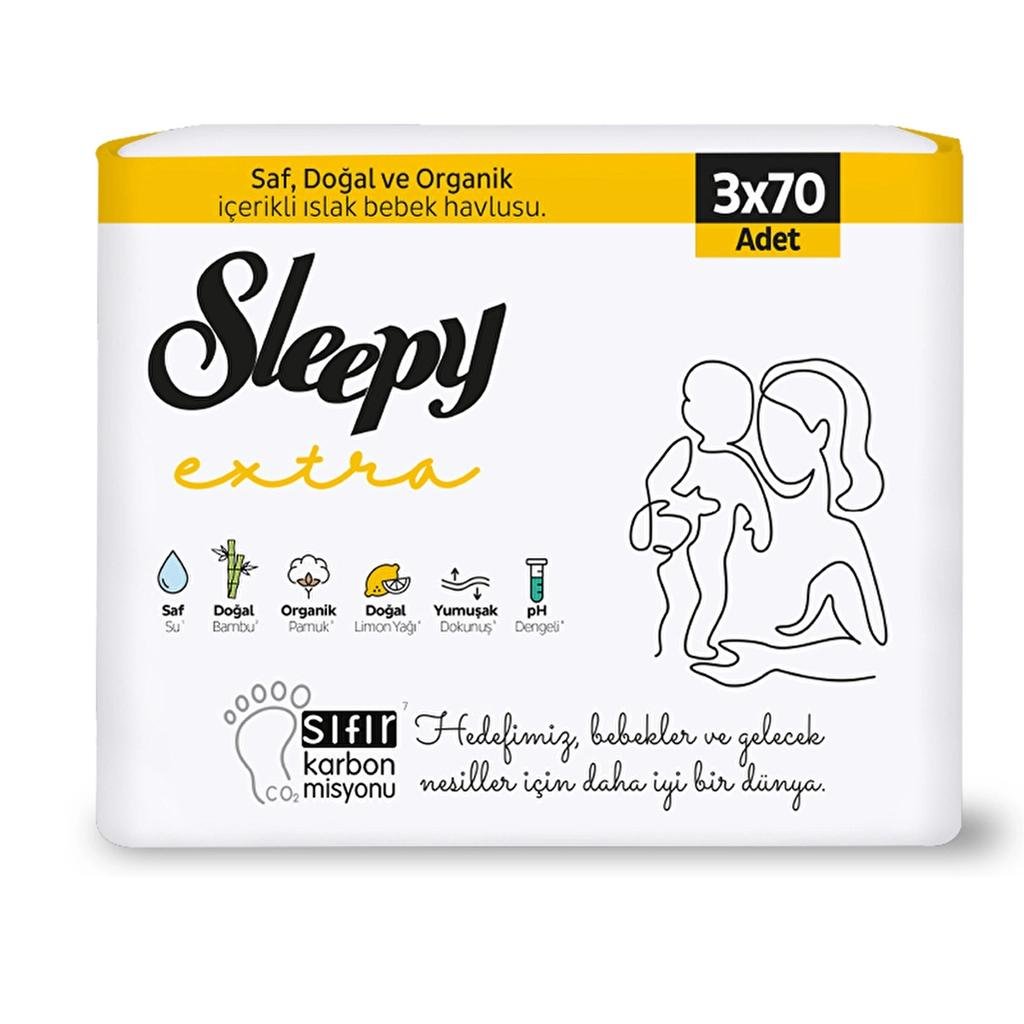 Sleepy Extra Baby Wet Wipes for Sensitive Skin 3 x 70 PackBody CareTorqelo.com