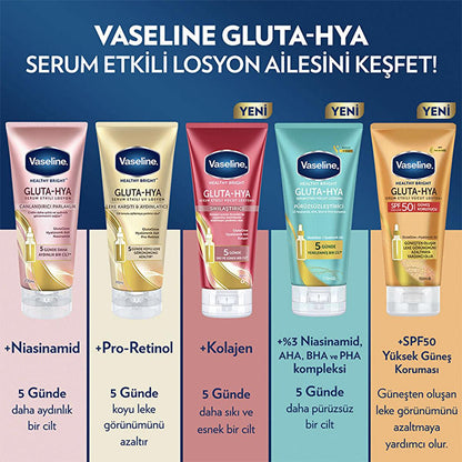 Vaseline Gluta-Hya Smooth Body Lotion: Brighten, Smooth, & Hydrate Dry Skin | Niacinamide, AHA, BHA, PHA, Hyaluronic Acid - Non-Greasy Formula by Beauty Care Bag