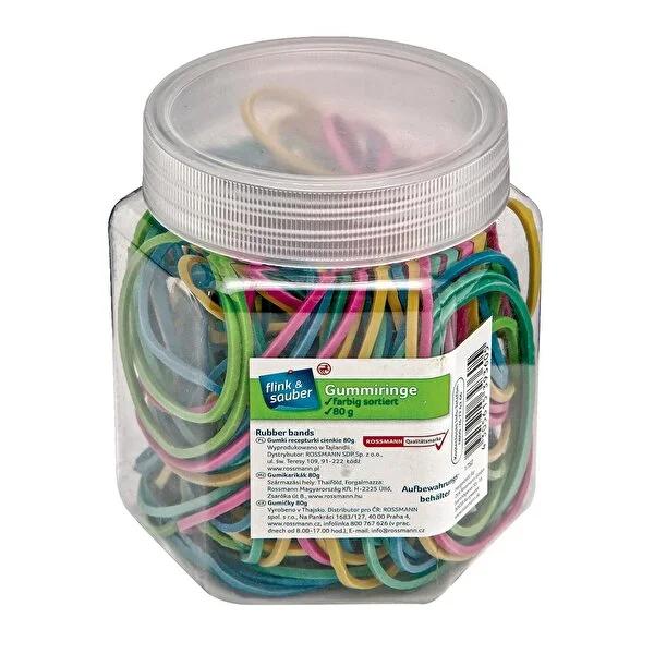 Flink & Sauber Colorful Rubber Bands - 80g Elastic Bands for Home & Office Organization, Reusable Packaging by Beauty Care Bag