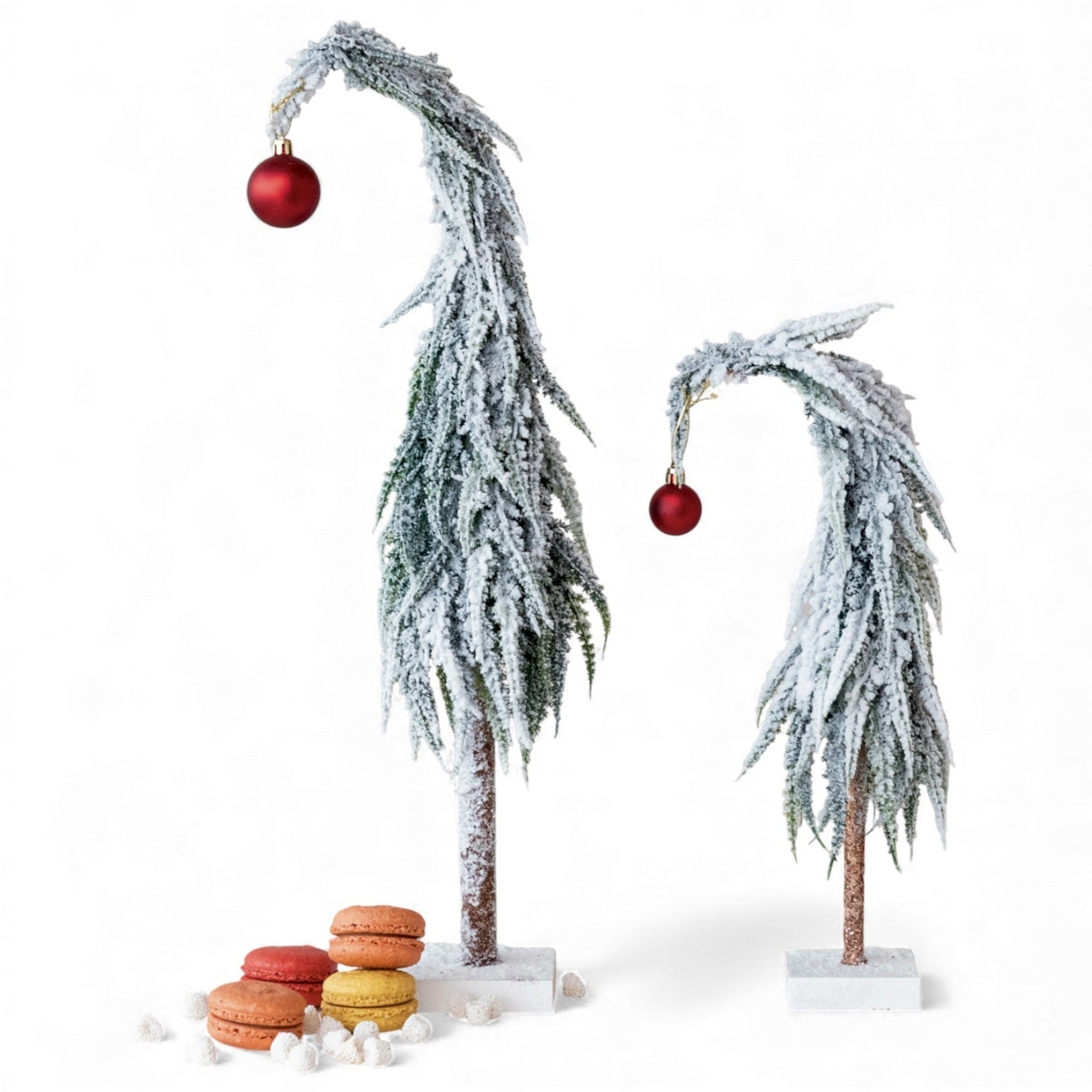 Snow Frosted Faux Evergreen Charlie Brown Tree with Ornament by Rust & Cinder