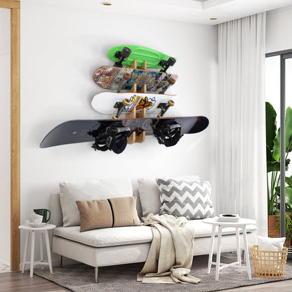 Four-Board Skateboard and Snowboard Bamboo Wall Rack by COR Surf