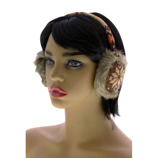 Snowflake Earmuffs with Fur Trim by EasyOptionXY