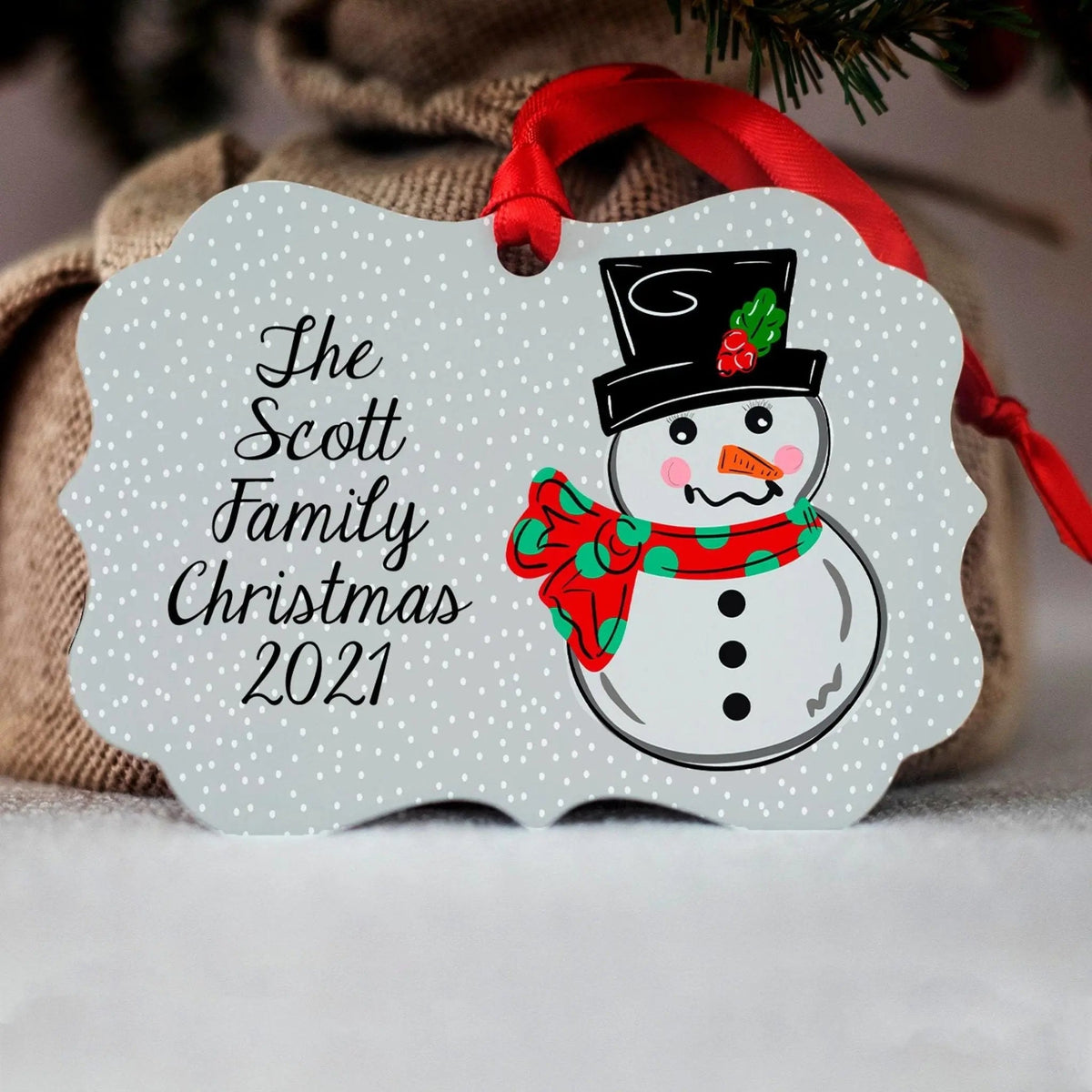 Snowman Christmas Ornament, Family Personalized Christmas Ornament, snowman ornament, family ornament by Joyful Moose