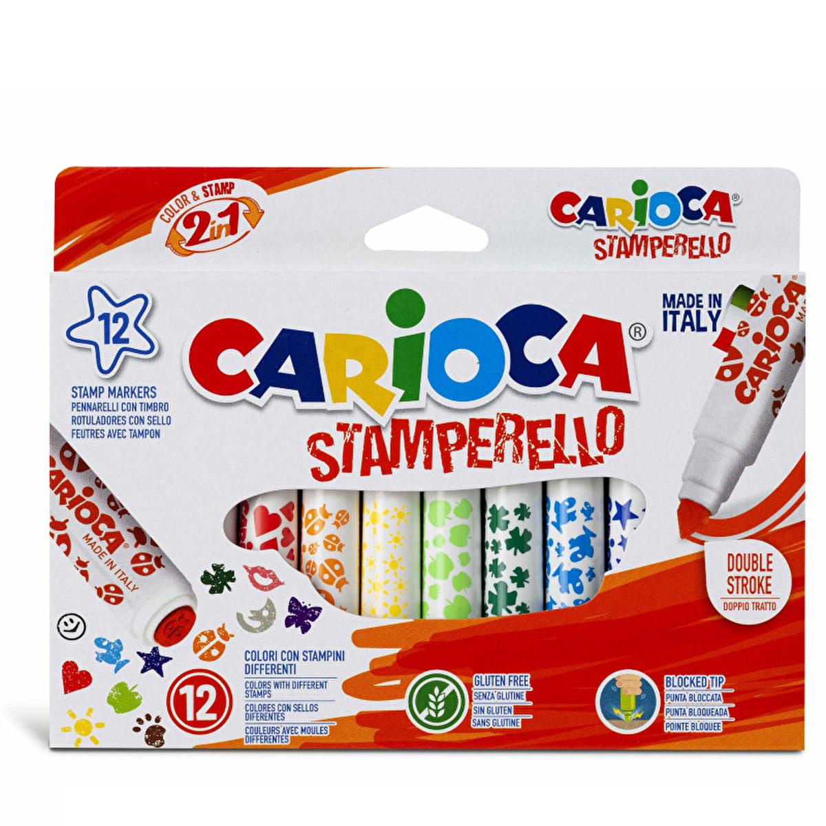 Carioca Stamperello washable markers with stamp tips, 12 pack