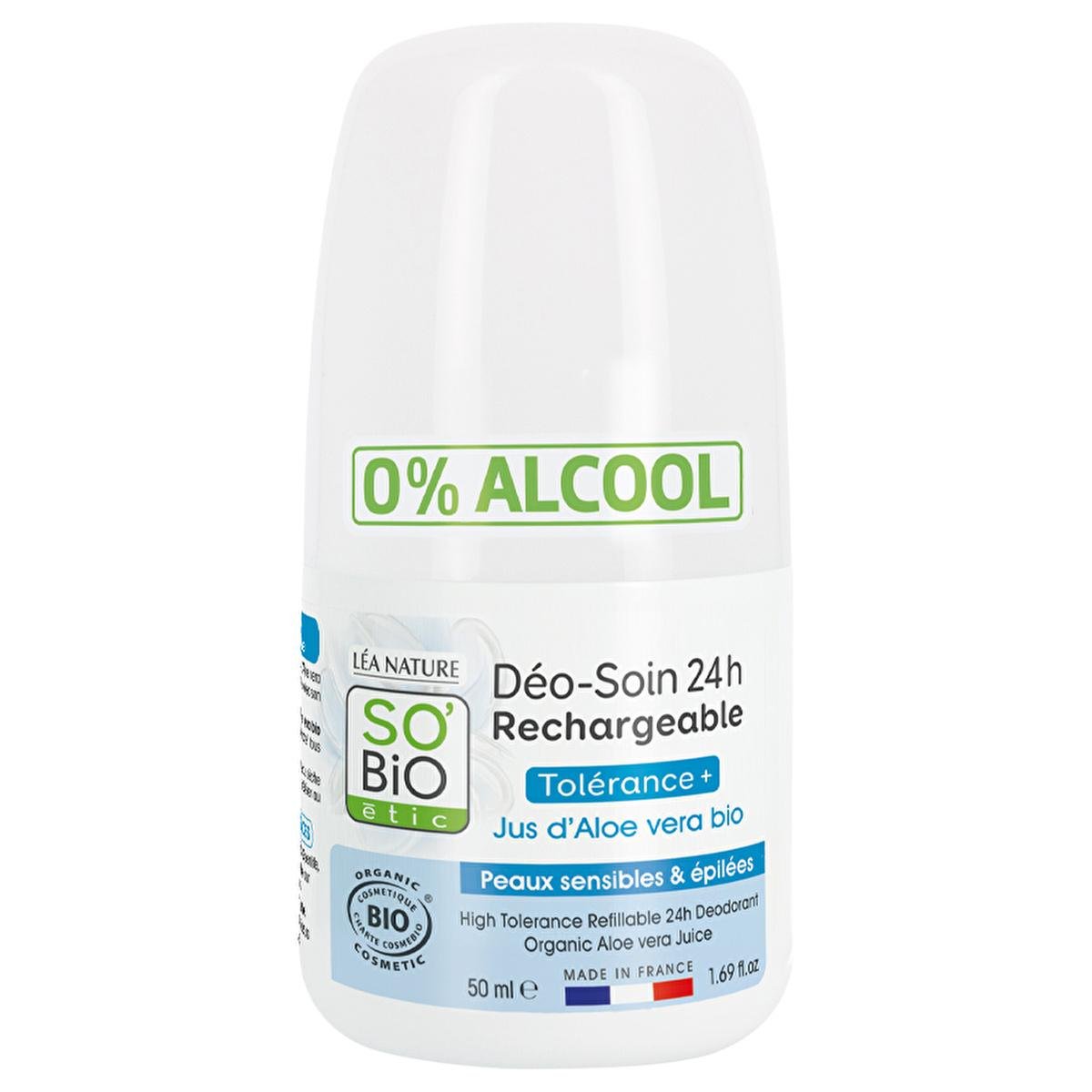 SO'BİO Natural Aloe Vera Deodorant Roll-On for Women - 24 Hour Odor Protection, OrganicDeodorantTorqelo.com