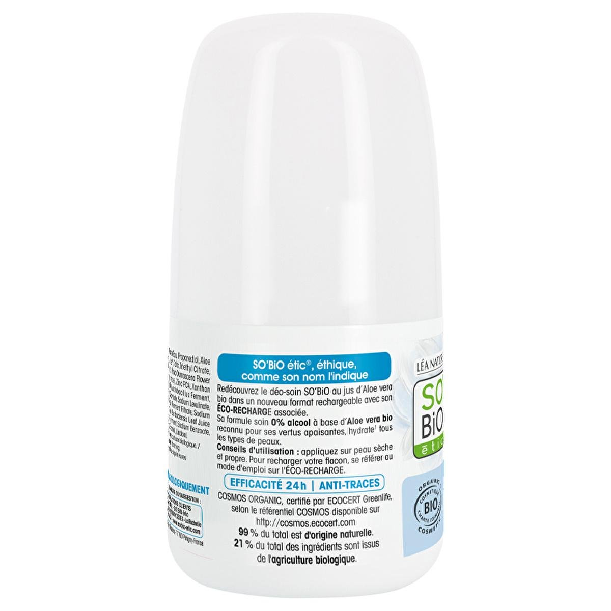 SO'BİO Natural Aloe Vera Deodorant Roll-On for Women - 24 Hour Odor Protection, OrganicDeodorantTorqelo.com