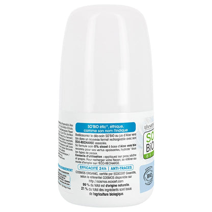 SO'BİO Natural Aloe Vera Deodorant Roll-On for Women - 24 Hour Odor Protection, OrganicDeodorantTorqelo.com