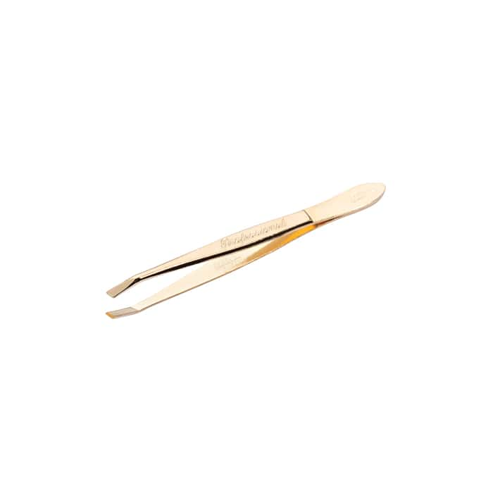Solingen 7338 Slanted Gold Tweezers for Eyebrows by Beauty Care Bag