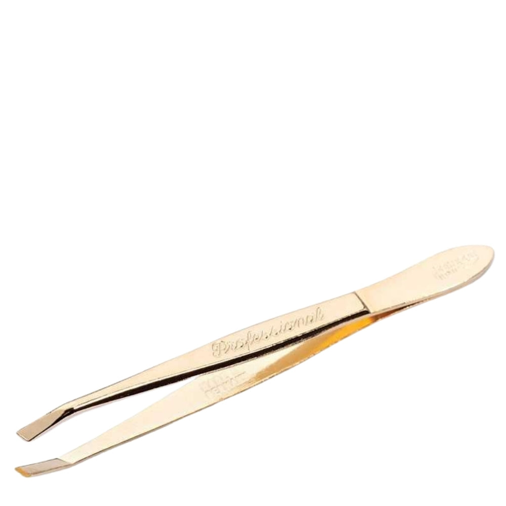 Solingen 7338 Slanted Gold Tweezers for Eyebrows by Beauty Care Bag