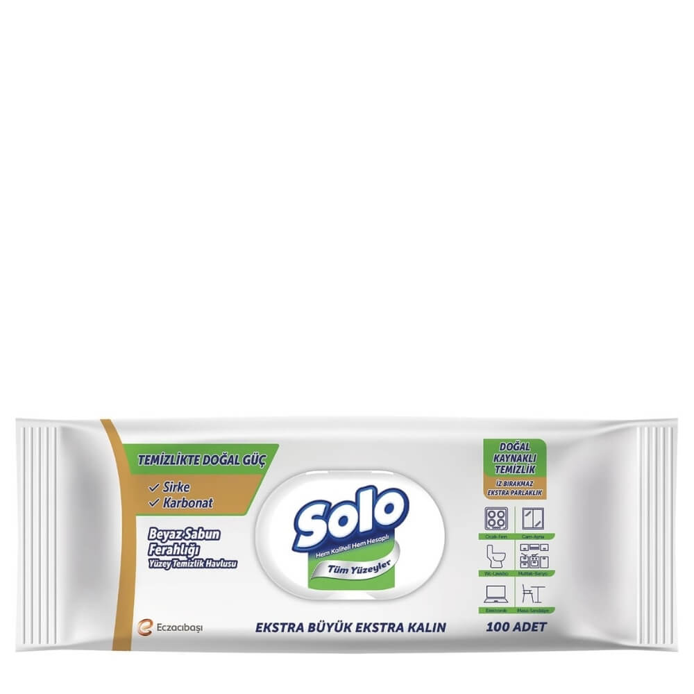 Solo White Soap Surface Cleaning Wipes 100 Count by Beauty Care Bag