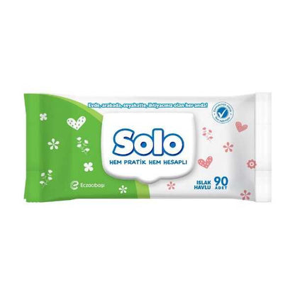 Solo Wet Wipes with Lid for Daily Cleansing 90 Count by Beauty Care Bag