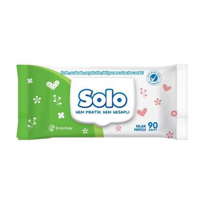 Solo Wet Wipes with Lid for Daily Cleansing 90 Count by Beauty Care Bag