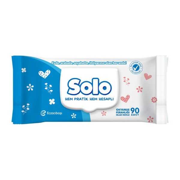 Solo Ocean Freshness Wet Wipes for Gentle Cleansing 90 Count by Beauty Care Bag
