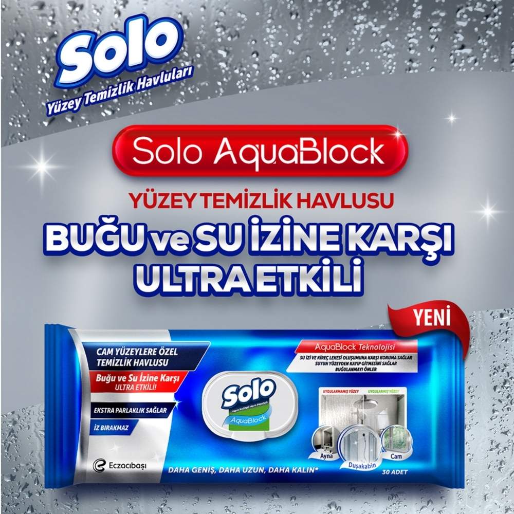 Solo Ultra Power Aquablock Surface Cleaning Wipes 30 Count by Beauty Care Bag