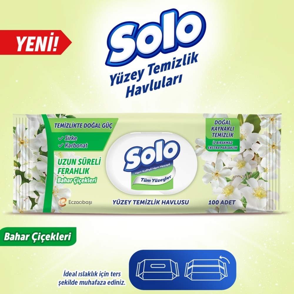 Solo Spring Flowers Surface Cleaning Wipes 100 Count by Beauty Care Bag