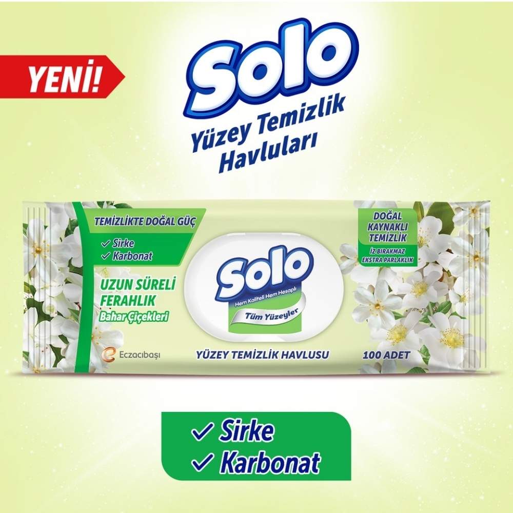 Solo Spring Flowers Surface Cleaning Wipes 100 Count by Beauty Care Bag