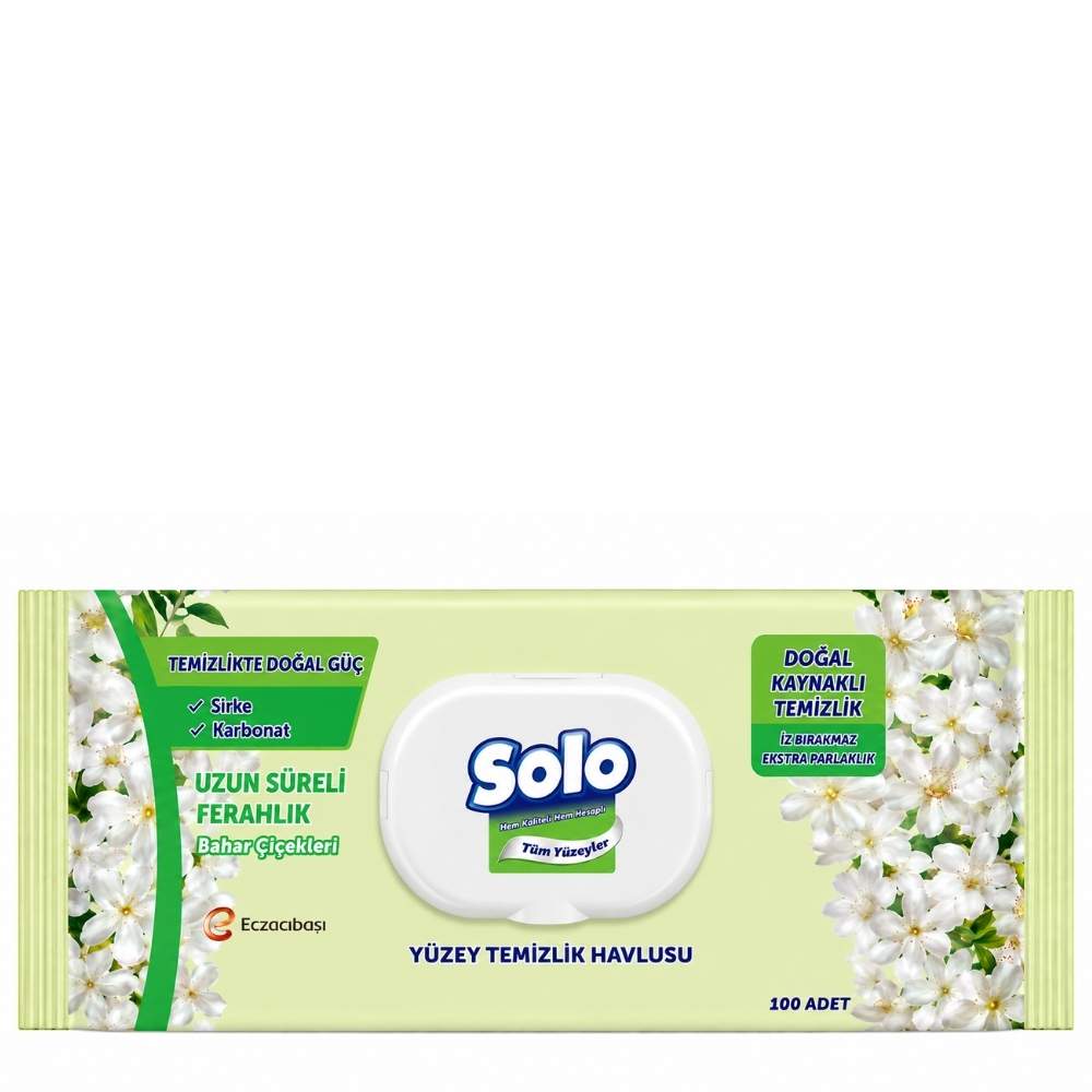 Solo Spring Flowers Surface Cleaning Wipes 100 Count by Beauty Care Bag