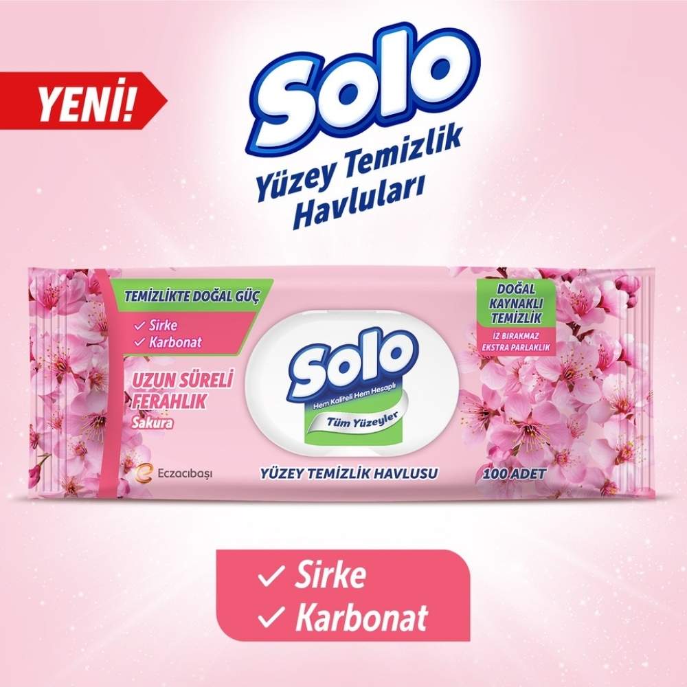 Solo Cherry Blossom Surface Cleaning Wipes 100 Count by Beauty Care Bag