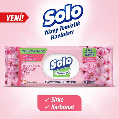 Solo Cherry Blossom Surface Cleaning Wipes 100 Count by Beauty Care Bag
