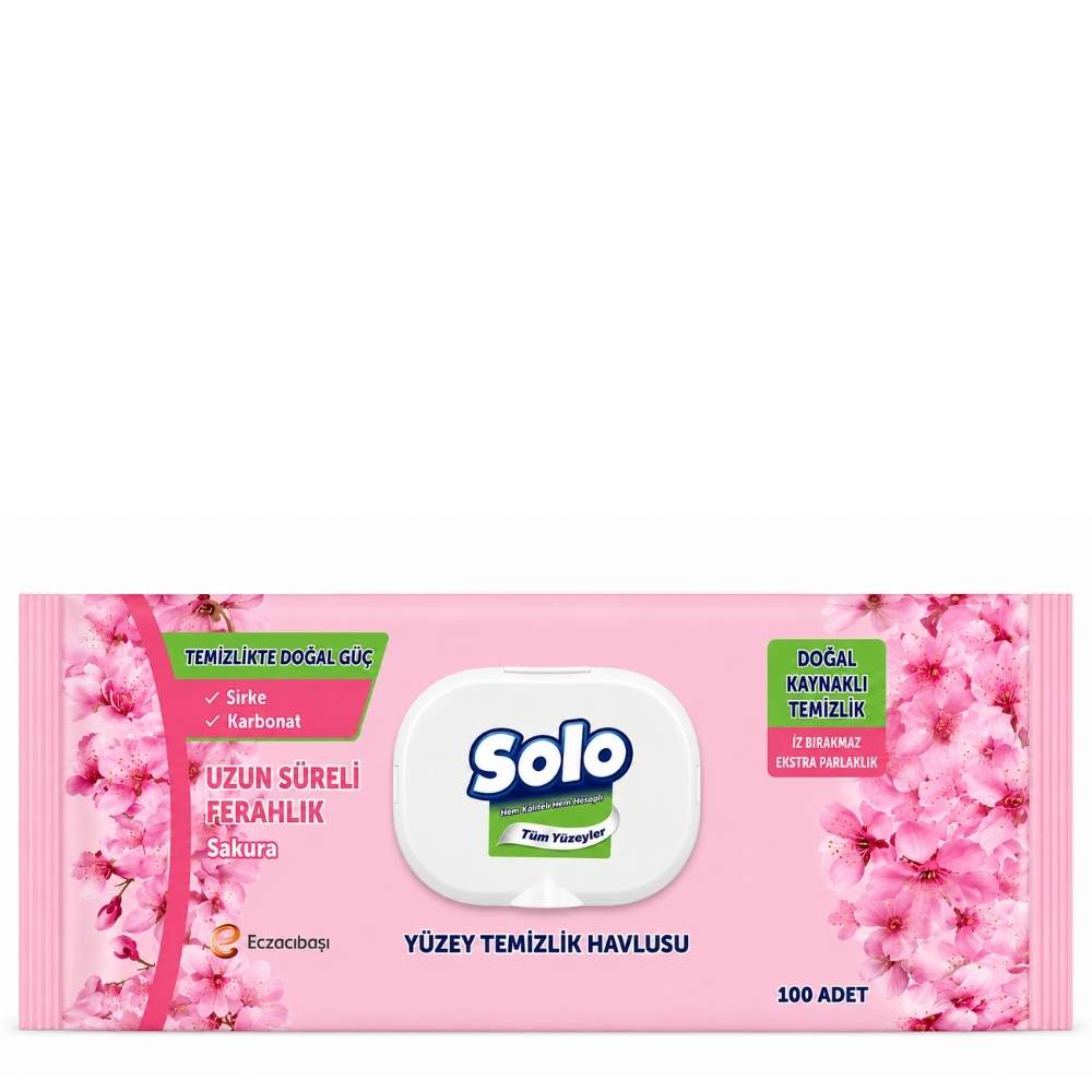 Solo Cherry Blossom Surface Cleaning Wipes 100 Count by Beauty Care Bag