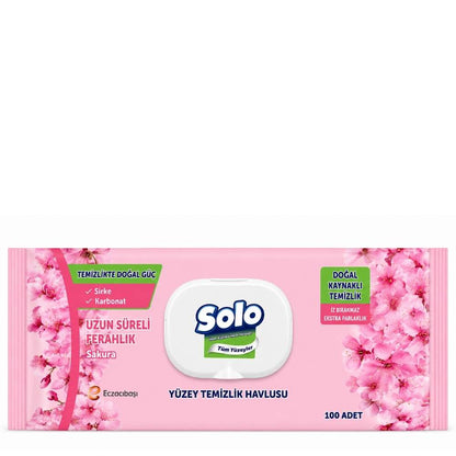 Solo Cherry Blossom Surface Cleaning Wipes 100 Count by Beauty Care Bag