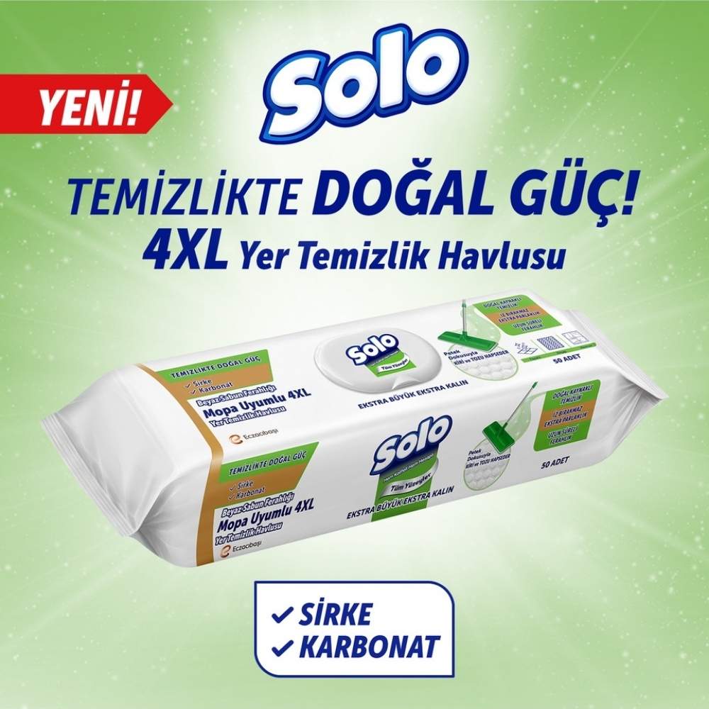 Solo White Soap Scented Surface Cleaning Mop Wipes 50 Count by Beauty Care Bag