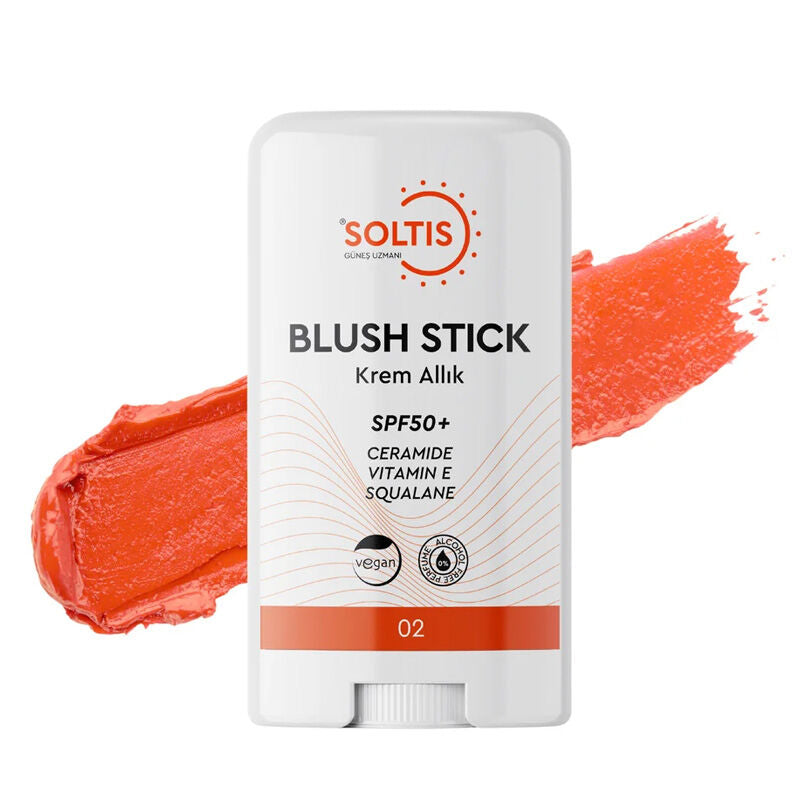 Soltis Hydrating SPF 50+ Blush Stick in Peach 15g by Beauty Care Bag