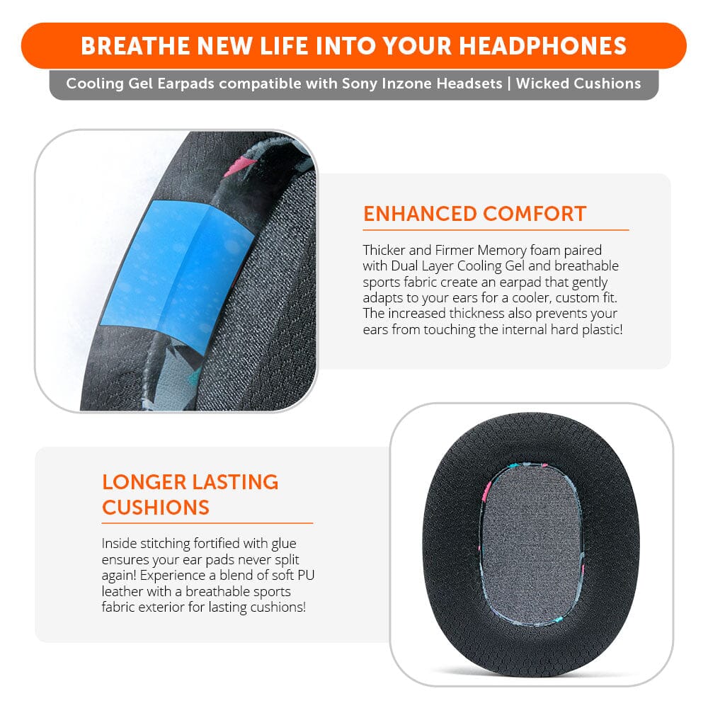 Sony Inzone H9 Earpads - WC FreeZe Cooling GelCooling Gel Ear PadsTorqelo.com