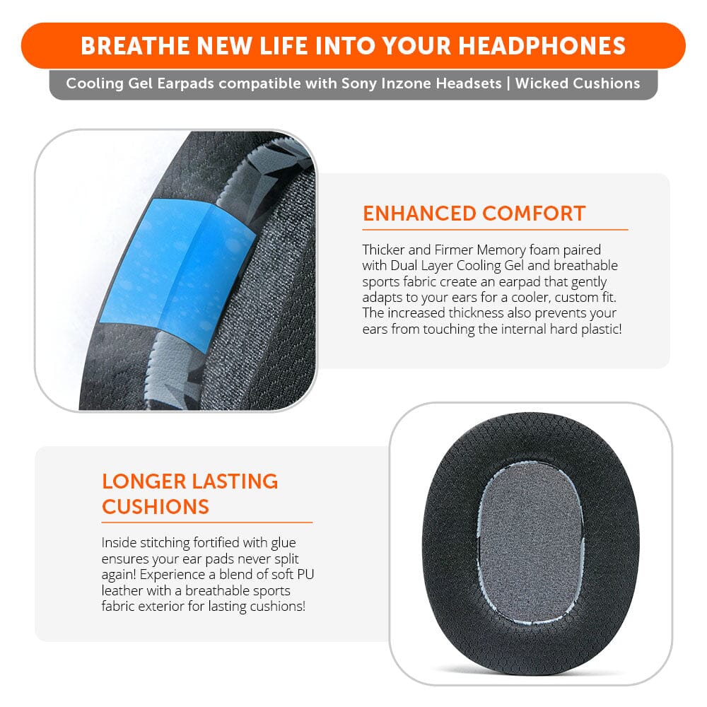 Sony Inzone H9 Earpads - WC FreeZe Cooling GelCooling Gel Ear PadsTorqelo.com