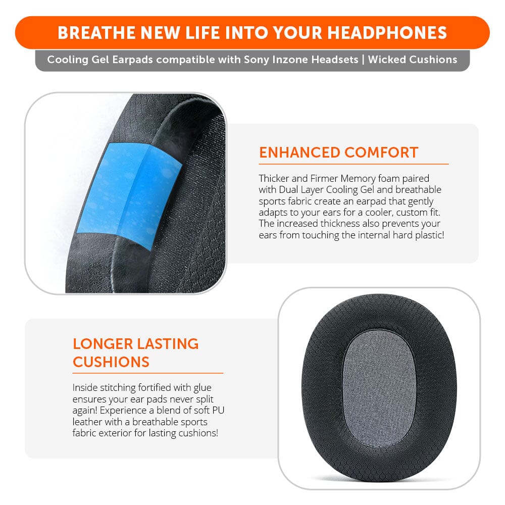 Sony Inzone H9 Earpads - WC FreeZe Cooling GelCooling Gel Ear PadsTorqelo.com