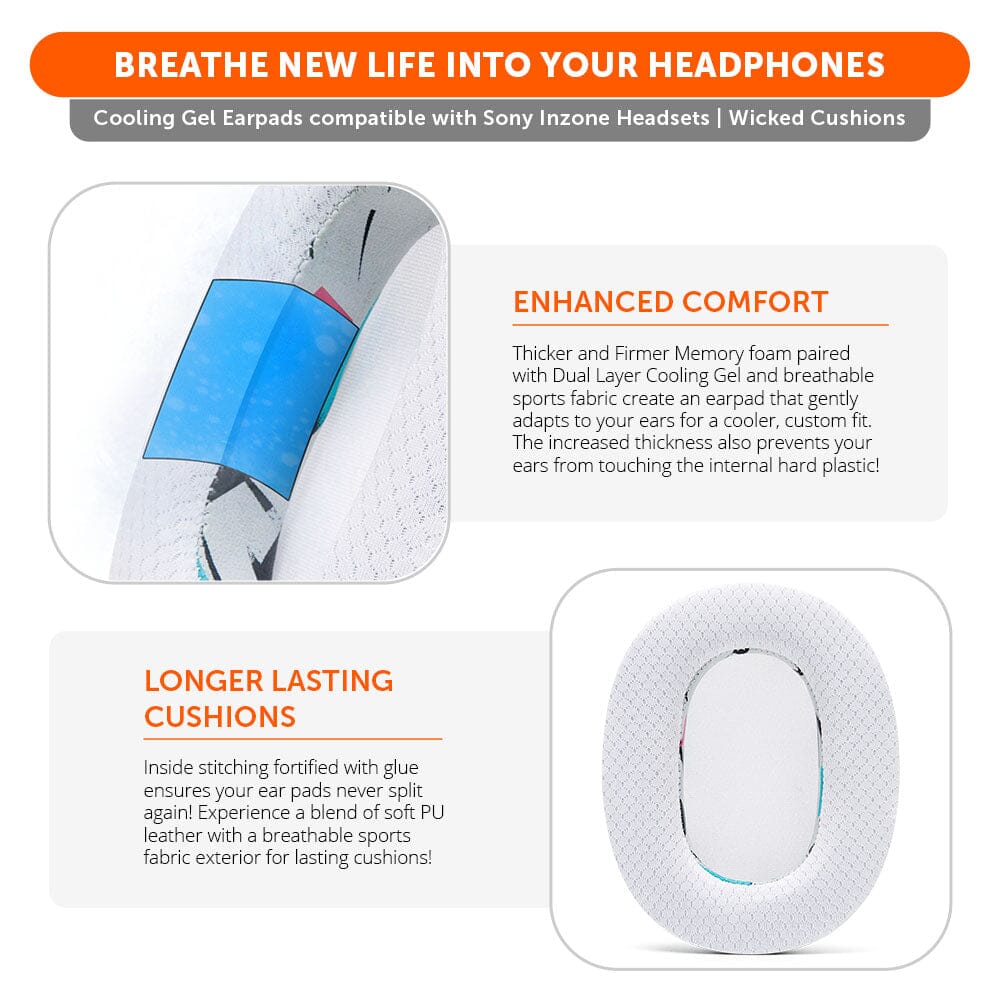 Sony Inzone H9 Earpads - WC FreeZe Cooling GelCooling Gel Ear PadsTorqelo.com